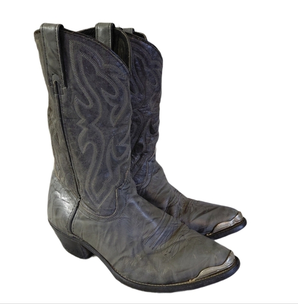 TEXAS Cowboy Boots Men\'s Gray Leather Western Boots Size 10 M main image 11